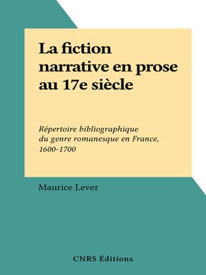 cover image of La fiction narrative en prose au 17e siècle
